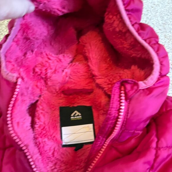 Kids Quilted Puffer Jacket Pink Size 4T Hooded Soft Warm - Picture 9 of 13